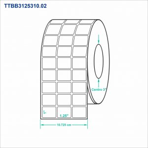 20 mil Etiquetas Blancas 3.175x2.54cm (1.25x1 In) 2 Rollos Transferencia Térmica